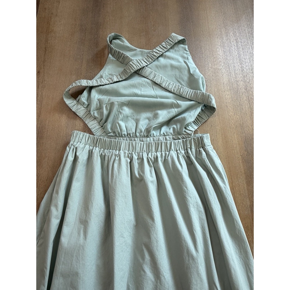 English Factory Backless Cotton Maxi Dress Large Light Sage Green - Picture 12 of 14